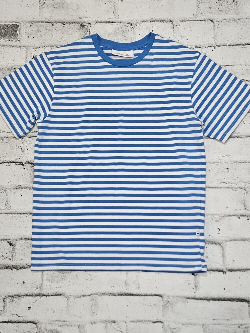 Minimum Blue White Striped Crewneck T Shirt Organic Cotton Size M